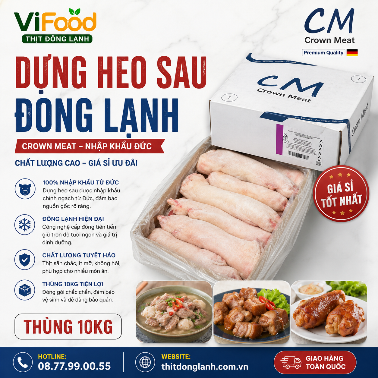 Dựng Heo Sau Đông Lạnh Crown Meat Giá Sỉ